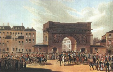  Militar Arte - El ejército ruso entra en París en la guerra militar de 1814.